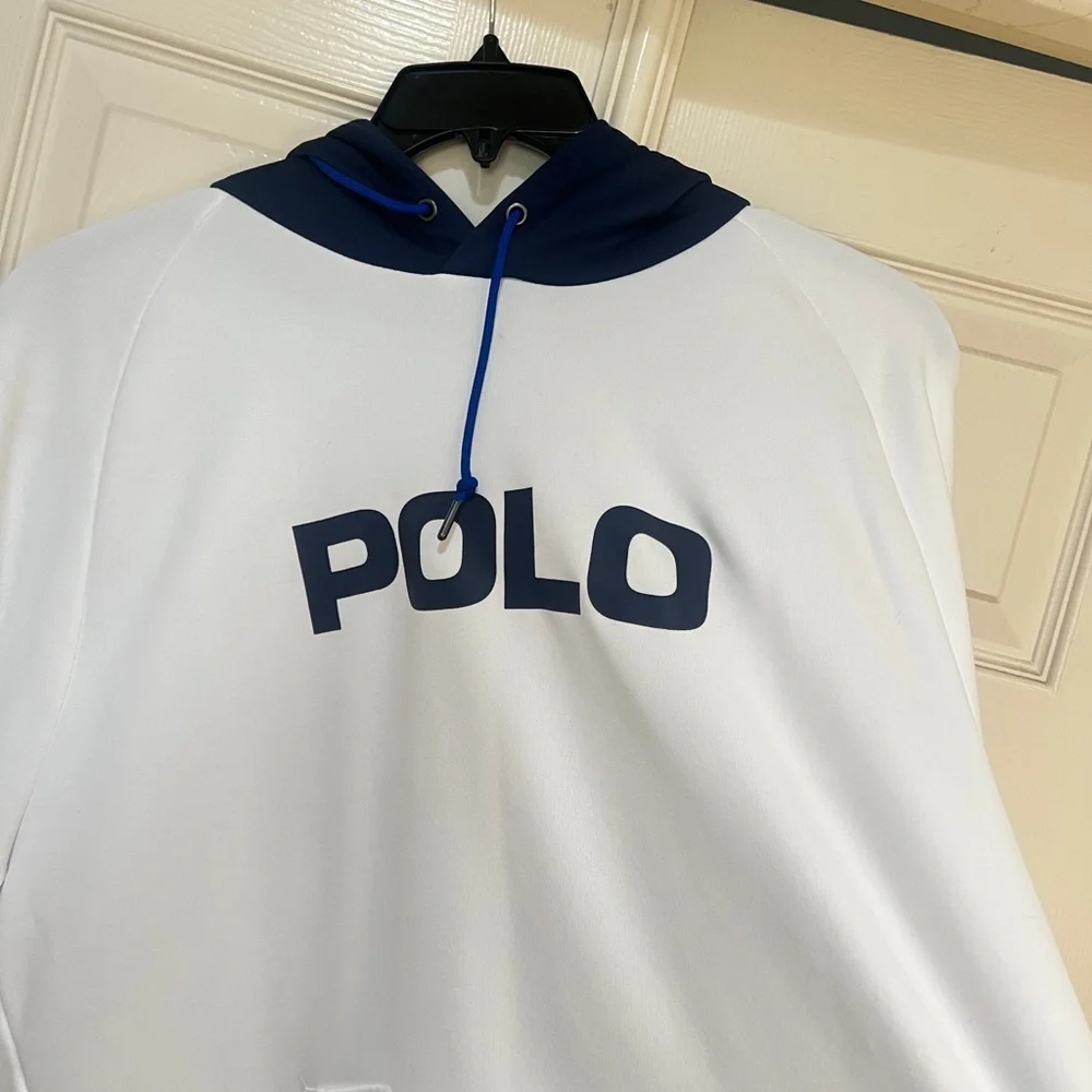 Polo Ralph‎ Lauren white Performance Terry Hoodie Men XL FLAWED READ BELLOW